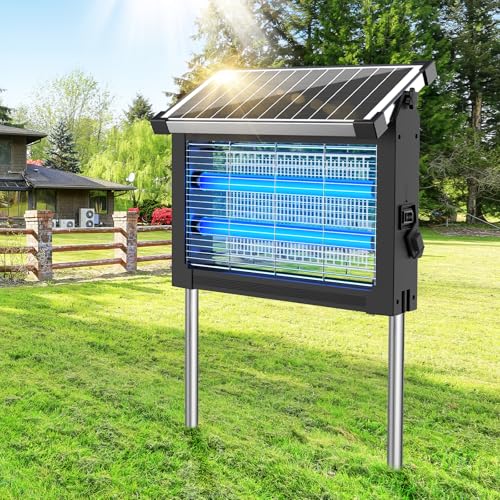 Dnenellr Outdoor Solar Anti-Mosquito Lamp, 4500 V Electric Mosquito Killer, IPX5 Waterproof, USB-C Rechargeable, 4000 mAh Battery, Cordless with Stake for Garden, Lawn, Terrace, Camping