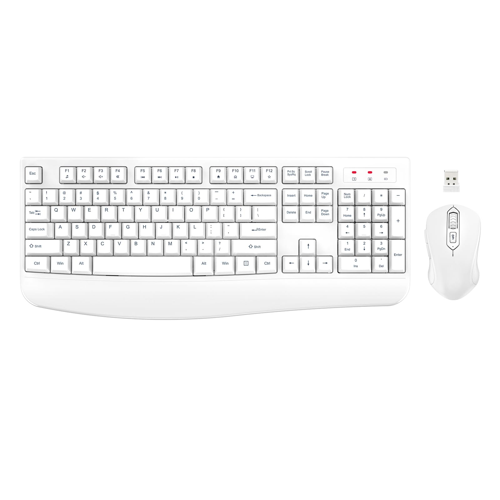 Photo 1 of Wireless Keyboard and Mouse Combo, EDJO Full-Sized Ergonomic Computer Keyboard with Wrist Rest and 3 Level DPI Adjustable Wireless Mouse for Windows, Mac OS Desktop/Laptop/PC (White)