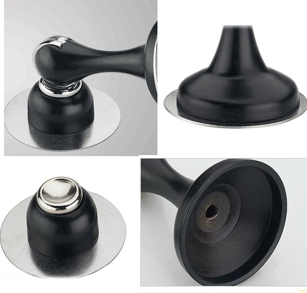 Magnetic Door Stopper Adhesive Black Door Stop Wall Floor Mount Stainless Steel Magnetic Door Catch Holder Wall Protector, No Drill - Image 4
