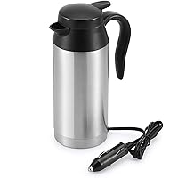 Car Kettle Boiler Sunsbell 750ml Car Heating Travel Cup Stainless Steel Mug Car Coffee Cup Warmer with DC 12V Charger…
