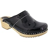 Bjork Maja Wood Open Back Leather Clogs