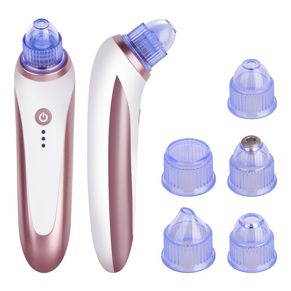 Blackhead Remover, MeanLove Electric Facial Pore Cleanser Blackhead Acne Suction Remover Vacuum Extraction Tool, 4 Intensity Levels with Led Indicator  (White+Silver)