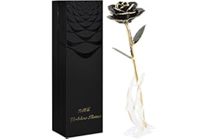 SW Rose Gifts for Women Forever Black Gold Dipped Rose 24k Gold Plated Eternal Flower Rose Birthsday for Her Mom Women Anniversary Valentines Day Mothers Day