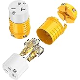 220V Female Electrical Outlet Drop Cord Extension Cord Ends Replacement NEMA 6-20R 20 Amp 240 Volt Yellow ETL Listed 2-Pack