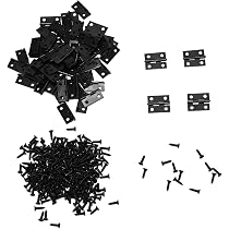 VIKKSAER 12Pcs Mini Door Hinges 4 X 3 Inch (18x15mm) With 240 Screws - Matte Black Small Hinges For Dollhouse, Jewelry Box, Crafts