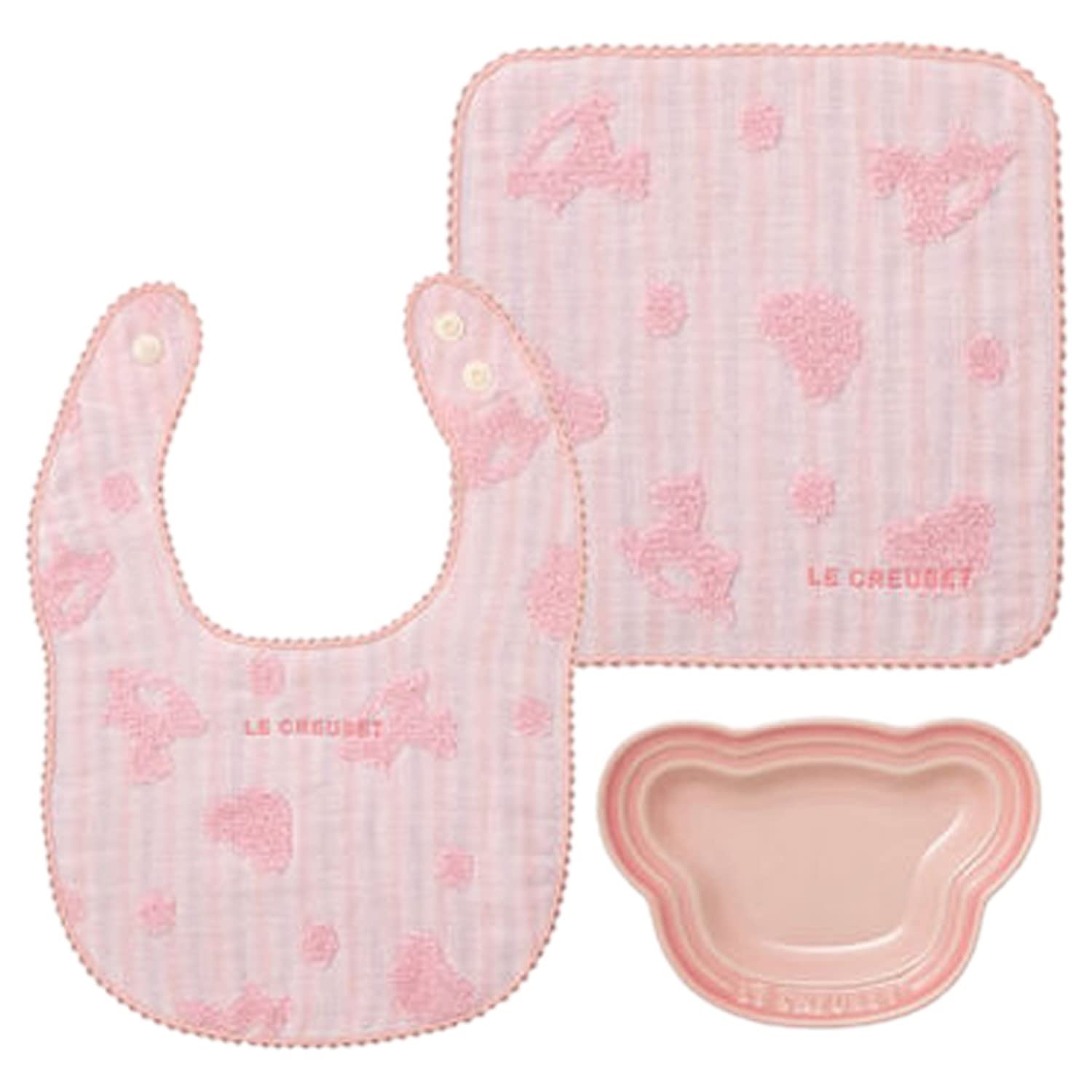 ル・クルーゼ(Le Creuset) 子ども ベビー デイリー ギフトセット スタイ ハンカチ プレート ミルキーピンク 出産祝い お食い初め 女の子 ギフト【日本正規販売品】 の商品画像