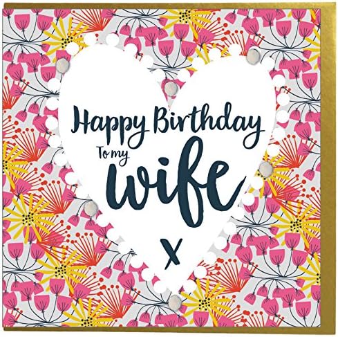 Claire Giles Greeting Cards, Happy Birthday Wife Card, Hearts of Flowers Design Birthday Greeting Card - Image 3