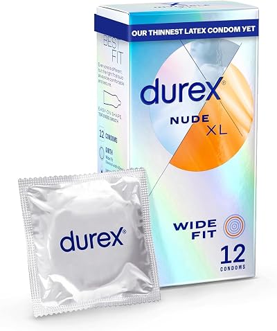 Durex Nude Ultra Thin Condoms 12 Pack, Wide Fit, Silicone Lube, Teat End
