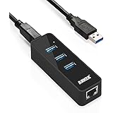 Anker 3-Port USB 3.0 Portable Data Hub with 1 Gbps Ethernet Port Network Adapter for Macbook, Mac Pro / mini, iMac, XPS, Surface Pro, Notebooks, Desktop PCs, USB Flash Drives, Mobile HDD, and More