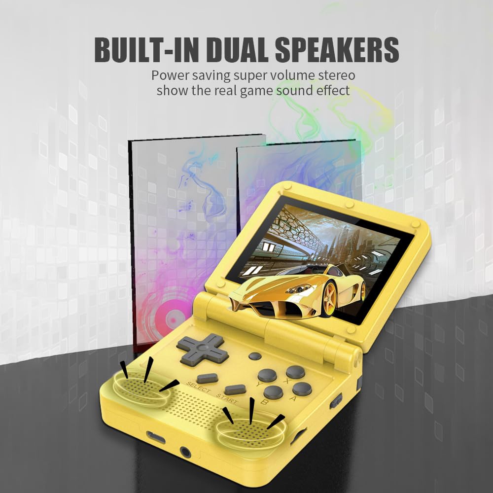 GoolRC Retro Handheld Game Console, with 16G Built-in 2000 Classic Games, Portable Hand Held Open Source Linux System 3.0-in HD IPS Screen Handheld Game Console (Yellow 16GB)