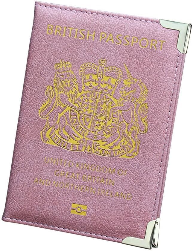 Lillyvale New UK Passport Holder Protector Cover Wallet PU Leather United Kingdom EU (Pink)