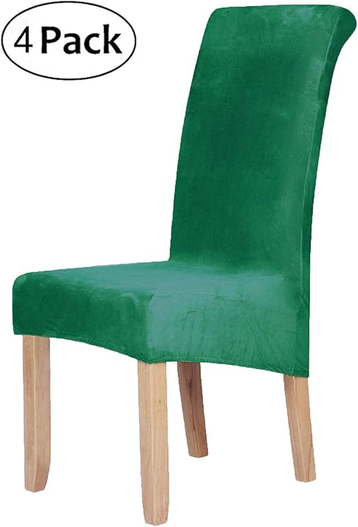 Stretch Chair Covers for Dining Room,Dark Green Set of 4 Velvet Large