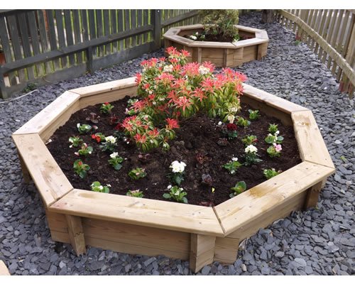 304, 8 cm Octaagonal 44 mm planteadas cama de madera 563 mm alto ...