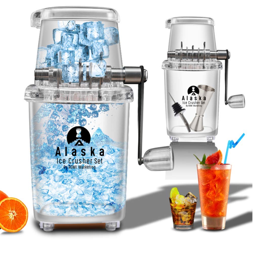 ALASKA Easy-Grip Manual Ice Crusher Set for Home Kitchen/Bar, Includes
