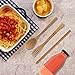 IFOLAINA Bamboo Flatware Set Utensils Reusable Travel Set Tableware Natural Wooden Dinnerware Camping Cutlery Knife Fork Spoon Straw with Cleaning Brush