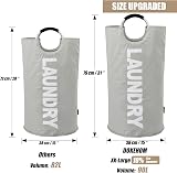 DOKEHOM 90L Large Laundry Basket Collapsible Freestanding Hamper Grey 38x38x79cm view 3