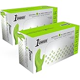 1st Choice 6 mil Orange and Green Gloves, Disposable, Latex Free Raised Diamond Grip Mechanic Glove for Men and Women