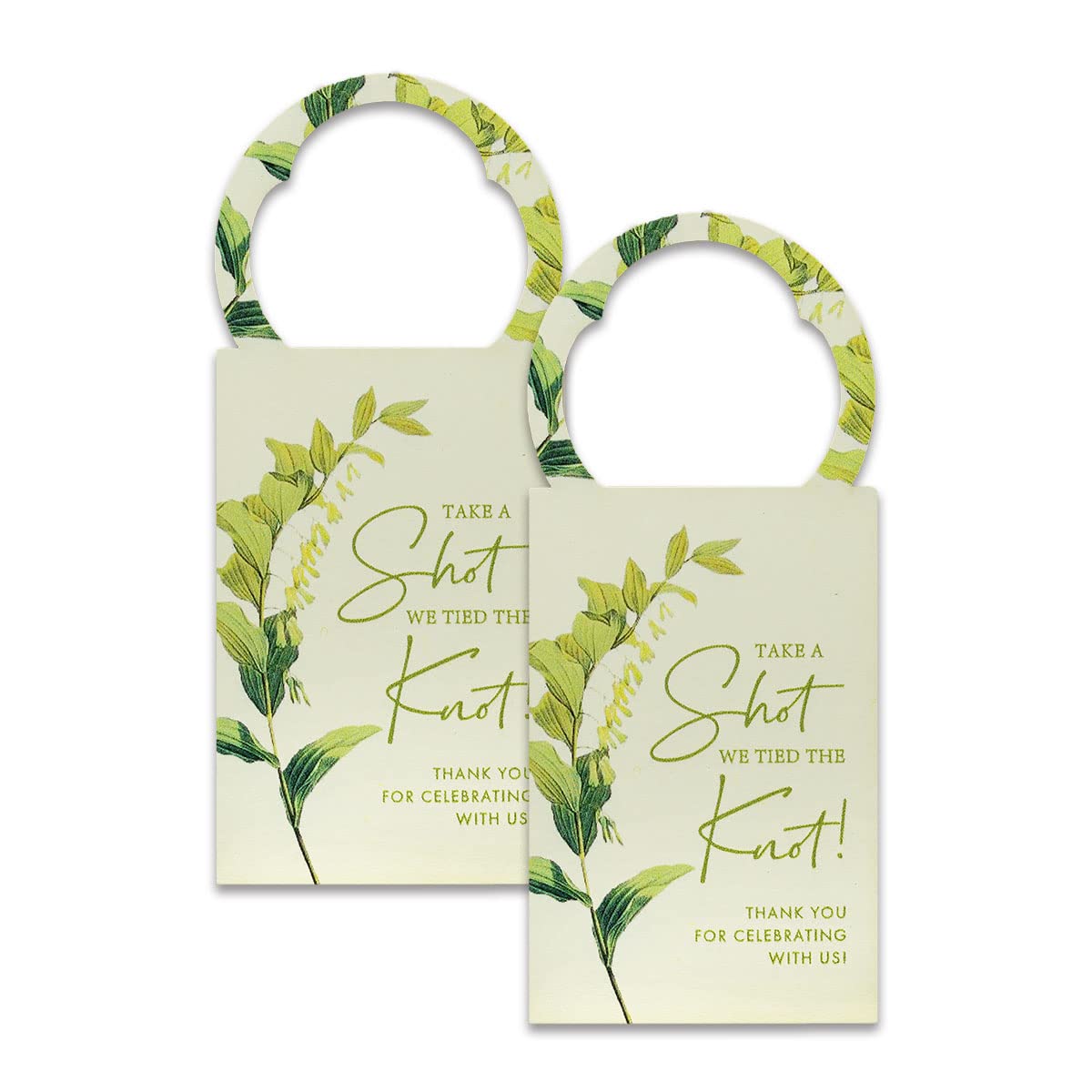 Summer-Ray 50pcs Take a Shot We Tied the Knot Mini Champagne Wedding Tags Wine Bottle Tags (Cream)