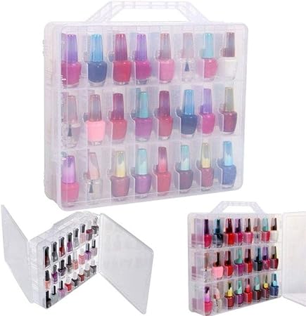 Amazon Konrev ネイルカラー 収納ケース ホルダー ネイルポリッシュホルダー スペース節約 防塵 透明 収納 展示 ディスプレイ マニキュア収納ケース 口紅収納 ジェルネイル 収納 小物入れ 48本入れ Konrev メイクボックス 通販