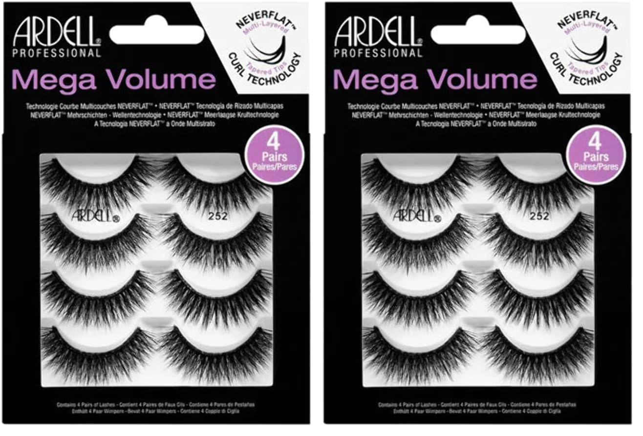 Ardell False Eyelashes Mega Volume 252, 2 pack (4 pairs per pack) Image