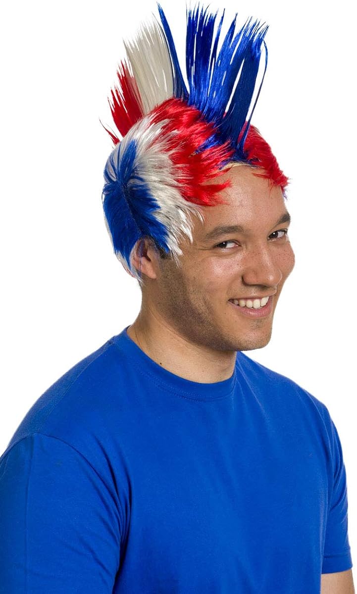 Folat 32406 Wig Mohawk Red-White-Blue, Gentlemen, Multi Colors