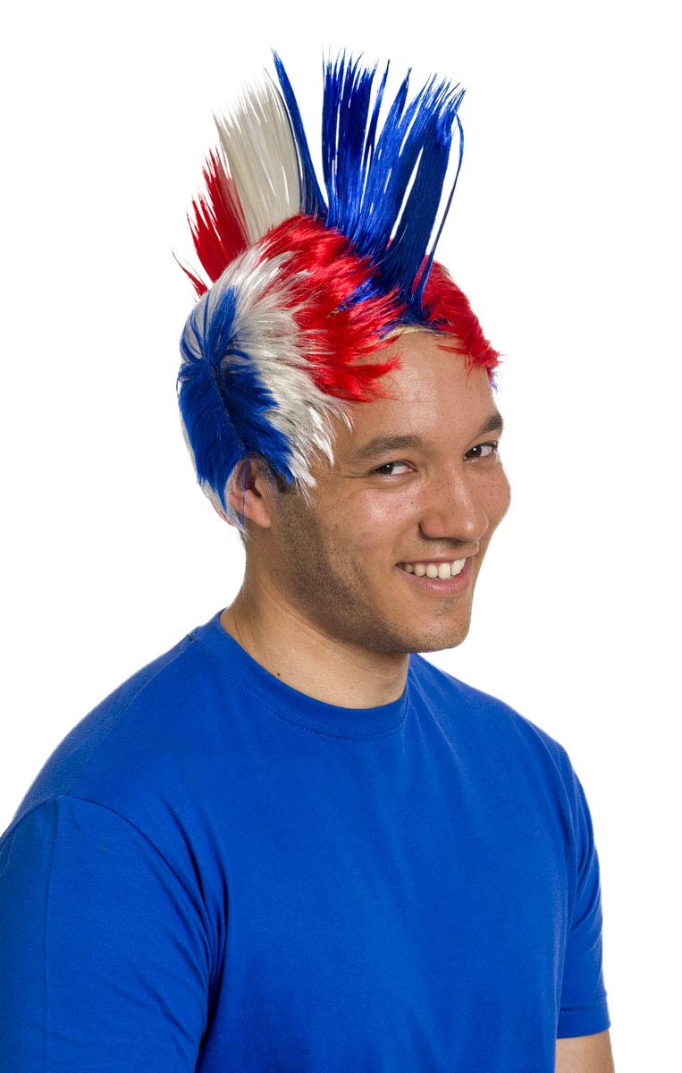 Folat 32406 Wig Mohawk Red-White-Blue, Gentlemen, Multi Colors