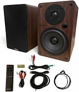 Roxel Onyx Active Bookshelf Speakers 100W RMS HDMI ARC Walnut view 9