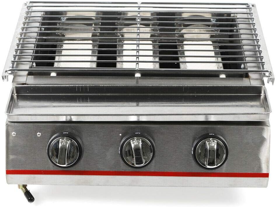 Review Gas Grill 3 Burner Grill for Outdoor BBQ Tabletop Cooker Stainless Steel Outdoor Cooker