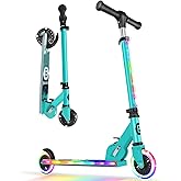 BELEEV V2 Scooters for Kids with Light-Up Wheels & Stem & Deck, 2 Wheel Folding Scooter for Girls Boys, 3 Adjustable Height, Non-Slip Pattern Deck, Lightweight Kick Scooter for Children Ages 3-12