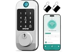 Smart Lock WiFi Fingerprint Deadbolt: SMONET Keyless Entry Front Door Locks, 10-in-1 Bluetooth Deadbolt with APP Remote Control, Touchscreen Keypad Digital Deadbolt with Auto Lock Alexa Code Fobs