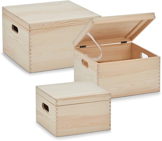 Zeller Aufbewahrungsbox-Set, Natur, 25 x 25 x 16 30 x 30 x 19 35 x 35 x