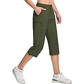 TACVASEN Women's Cargo Capris Hiking Pants Lightweight Quick Dry Travel Long Shorts Golf Casual Summer Zipper Pockets