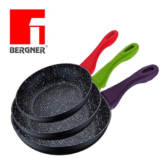 title=Renberg Color Cook! Originale set di 3 padelle con rivestimento in Pietra Lavica