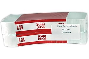 Huron Currency Money Band Wrappers $500 Red (1000 pcs)