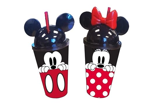 Disney Mickey y Minnie Mouse Orejas vasos, 16 onzas, paquete de 2 ...