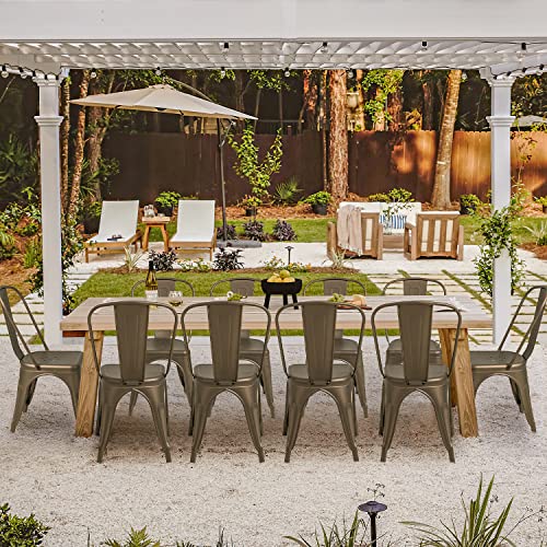 Furmax Metal Dining Chair IndoorOutdoor Use Stackable Classic
