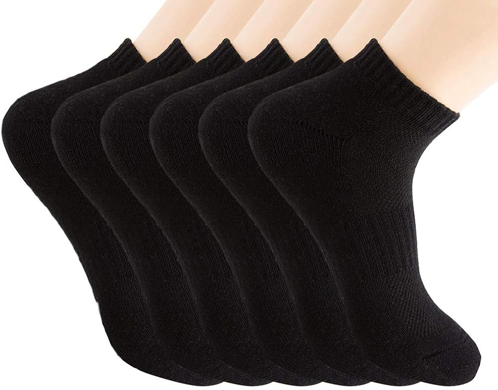 6 Paar Sneaker Socken Schwarz Unisex - Baumwolle Sportsocken Für Herren & Damen