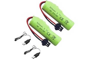 Fytoo 2PCS 3.7V 500mAh Li-ion Battery SM-2P Plug with USB Charging Line for Double Sided RC Stunt Car Truck RC Car DE35 DE38 