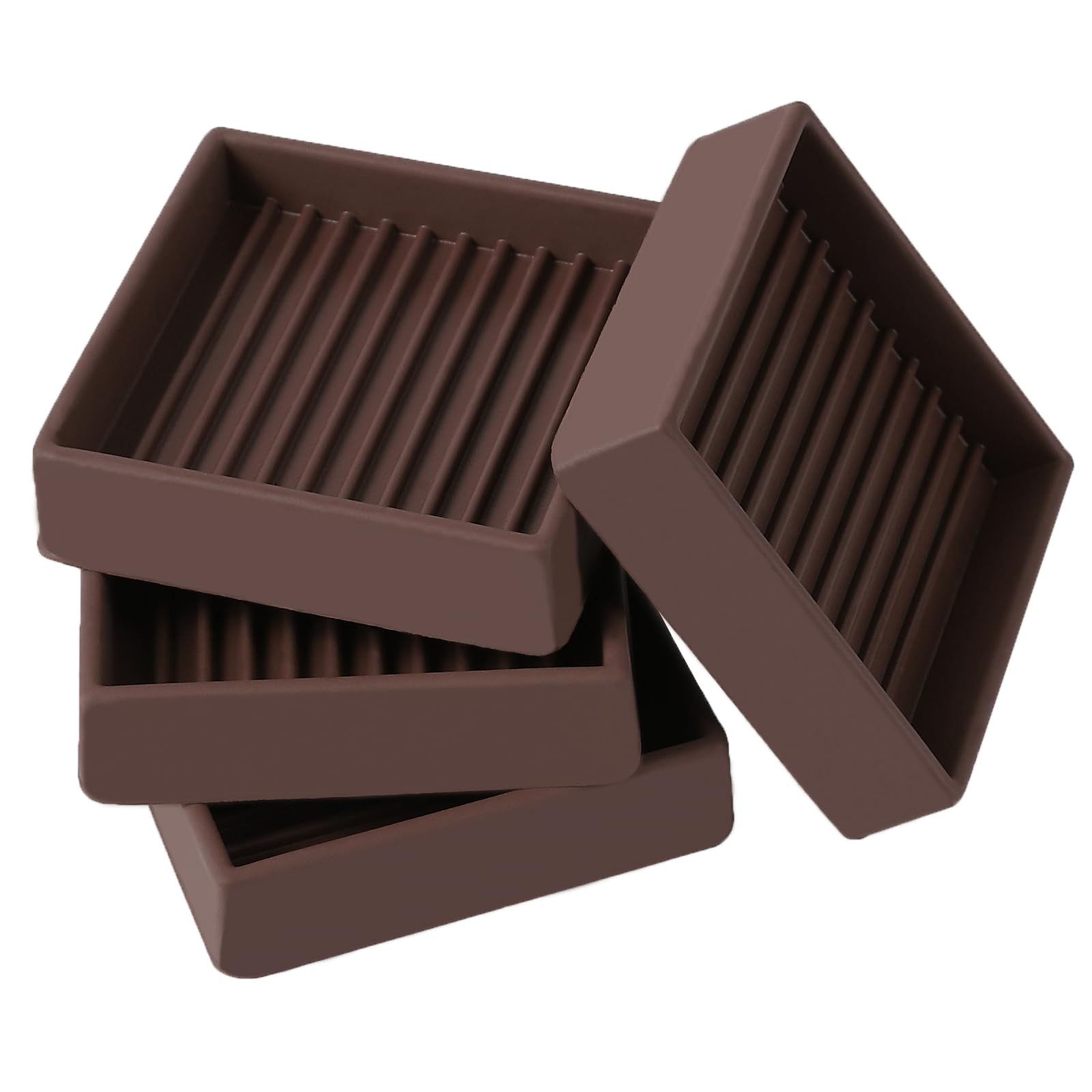 Photo 1 of 2x2 Square Rubber Furniture Caster Cups, Anti-Sliding Furniture Pads Bed Stopper Floor Protectors with Grip - Protect Any Flooring