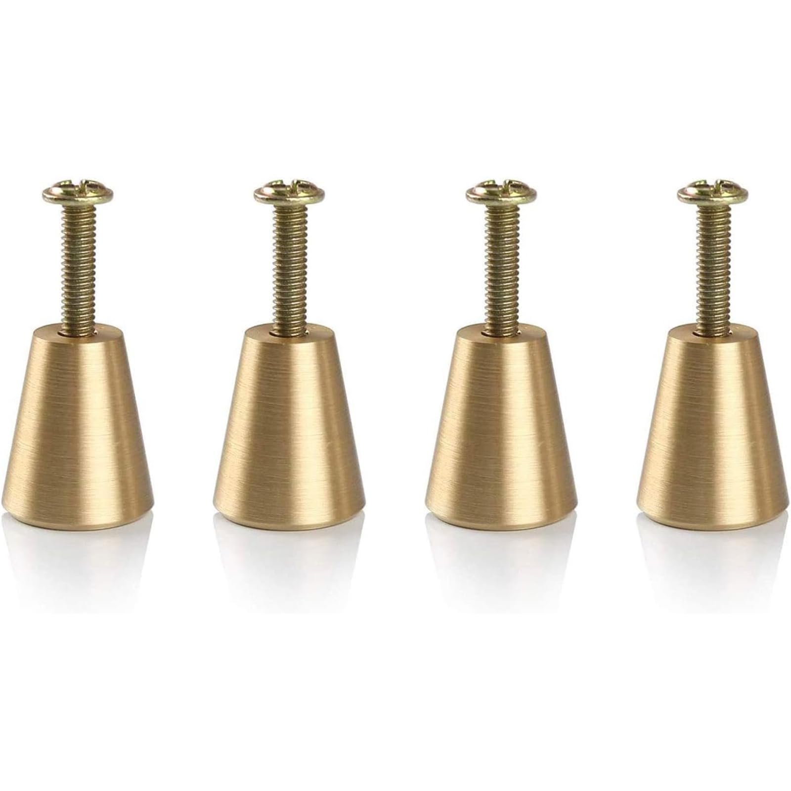 Zhi Jin 4Pcs Premium Copper Solid Cabinet Knobs Handle Cone Shoe Book Drawer Knob Set Brushed Gold