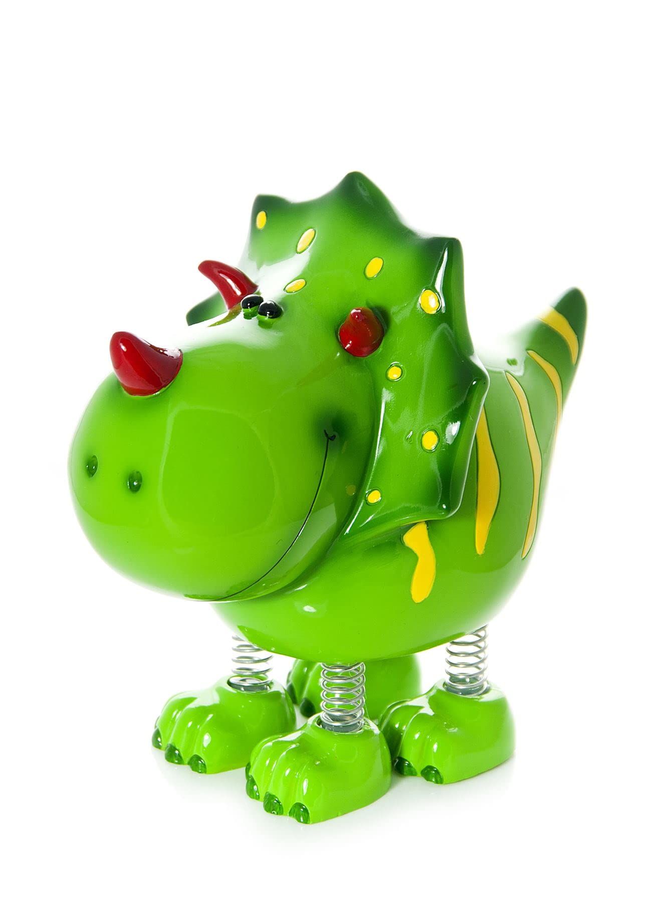 Mousehouse Gifts - Green Triceratops Piggy Bank with Spring Legs, Charming Money Box for Kids, Boys & Girls