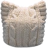 BIBITIME Handmade Knit Pussycat Hat Women's March Parade Cap Cat Ears Beanie