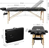 Yaheetech Portable Massage Table Folding Spa Bed 3 Section 60 cm Width Black view 3