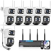 【2-Way Audio & 360° View】 4MP PTZ Security Cameras Wireless Outdoor, WiFi Home Surveillance System, Outside Wireless Security Systems Surveillance DVR Kits