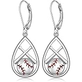 Baseball Earrings for Women Mom 925 Sterling Silver Dangle Baseball Softball Earrings Sports Related Gifts for Sisters Friends