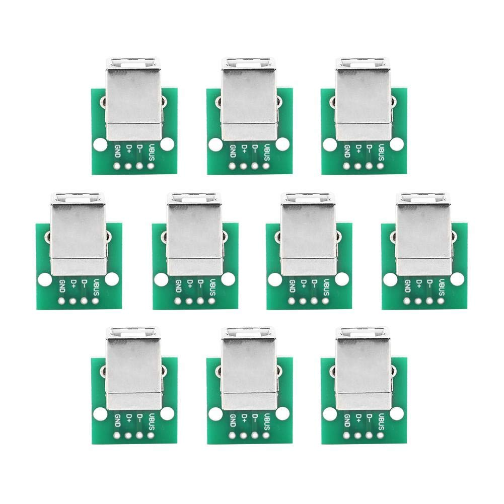 Oumefar 10pcs USB to DIP Adapter Board, USB Type B Female to DIP Adapter Board Micro USB Breakout Board 4 Pin 2.54mm Pitch