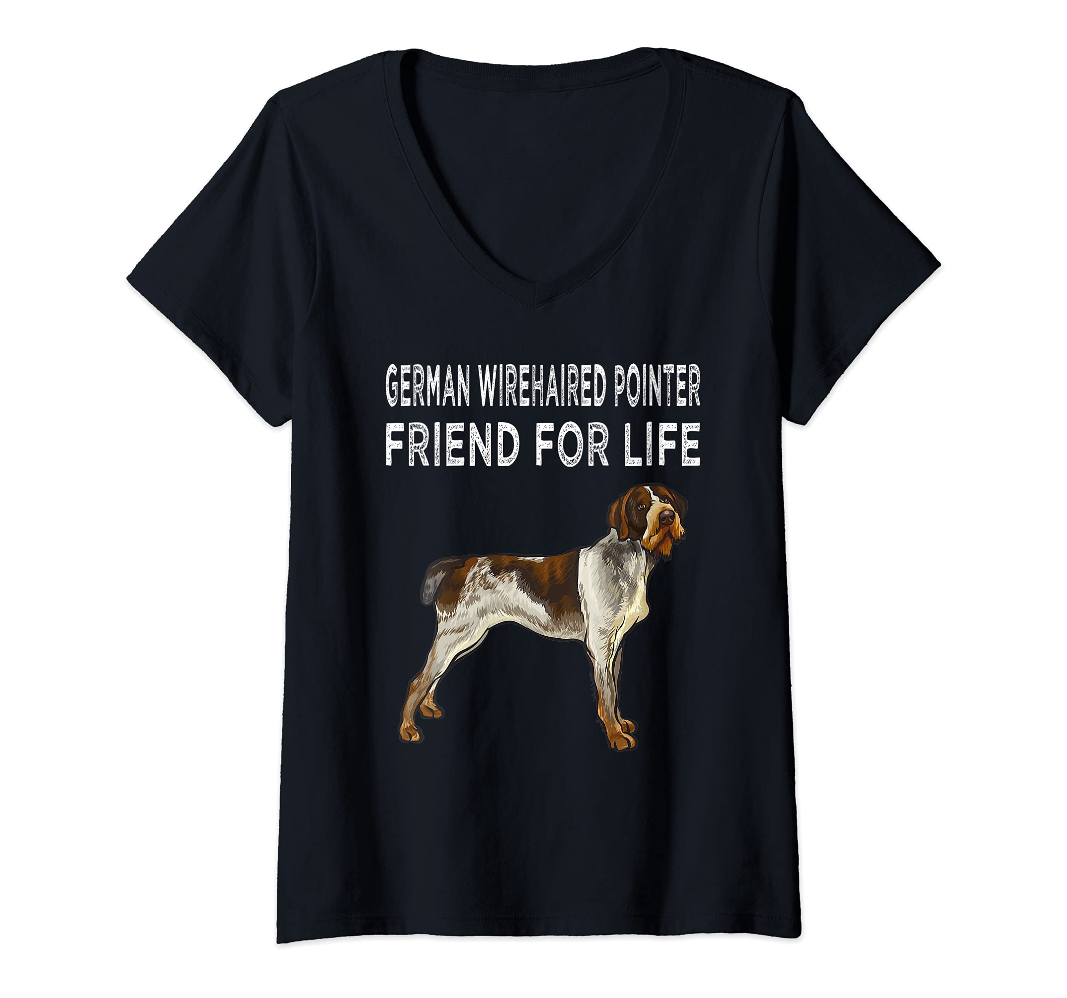 Womens German Wirehaired Pointer Friend For Life Dog Friendship V-Neck T-Shirt