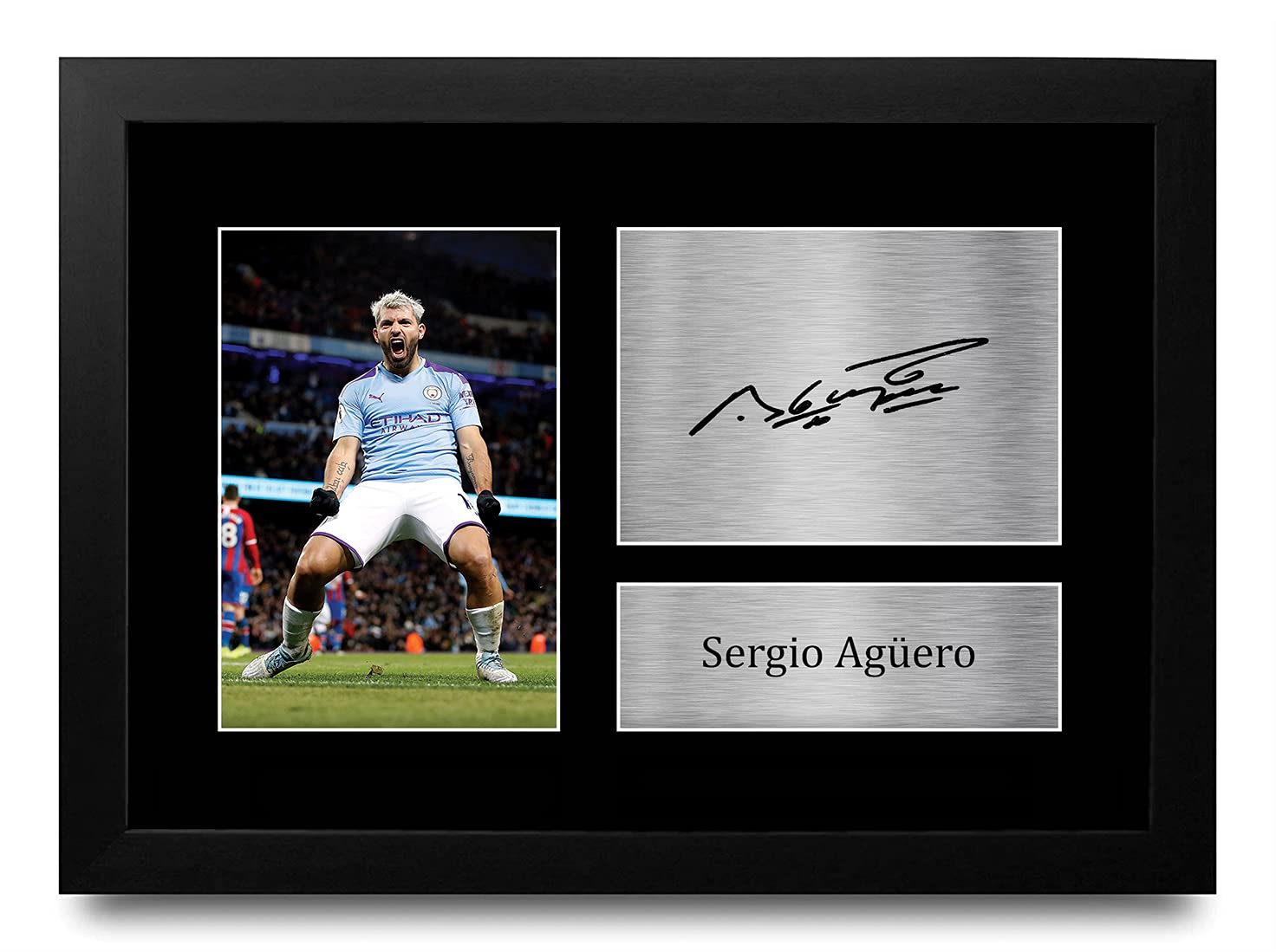 HWC Trading FR Sergio Aguero Gift Signed FRAMED A4 Printed Autograph Manchester City Gifts Print Photo Picture Display โ image 1