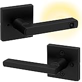 Weiser Halifax LED Matte Black Door Handle, Reversible Privacy Lever, LED Interior Door Handles for Bedroom and Bathroom Door