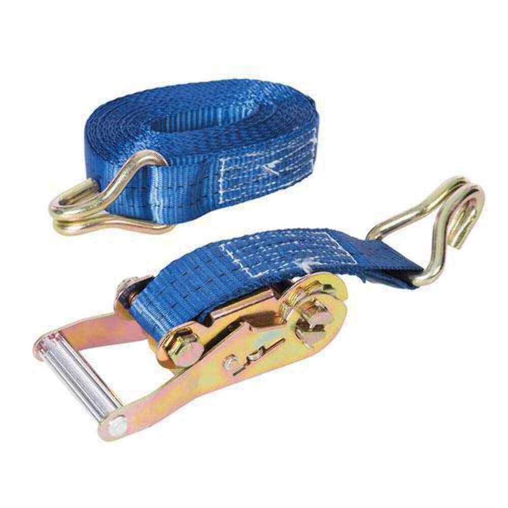 Silverline Ratchet Tie Down Strap J-Hook 6m x 38mm - Rated 750kg Capacity 1500kg (785253)